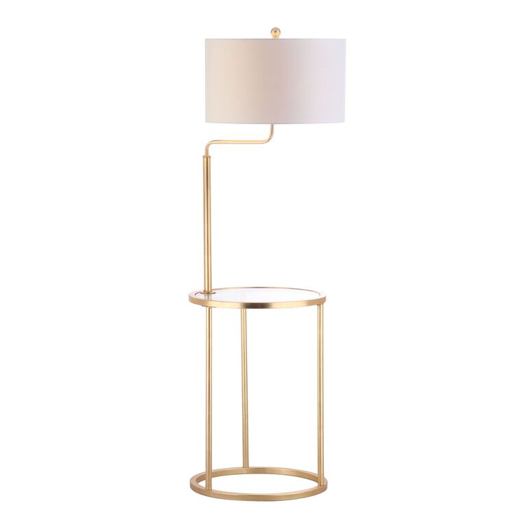 Clare Gold And Glass Floor Lamp With Table image number 1
