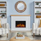 Whitscar White Wood Shiplap Electric Fireplace Mantel image number 1