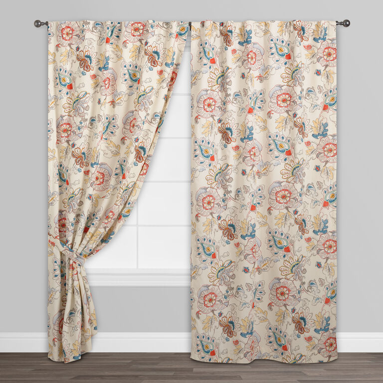 Corinne Multicolor Floral Sleeve Top Curtains Set Of 2 image number 2