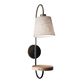 Granada Wood And Metal Wall Sconce With USB Port And Shelf image number 0
