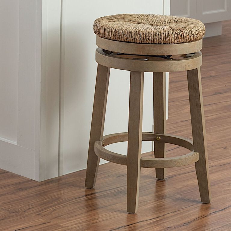 Claudia Natural Seagrass and Wood Swivel Counter Stool image number 6