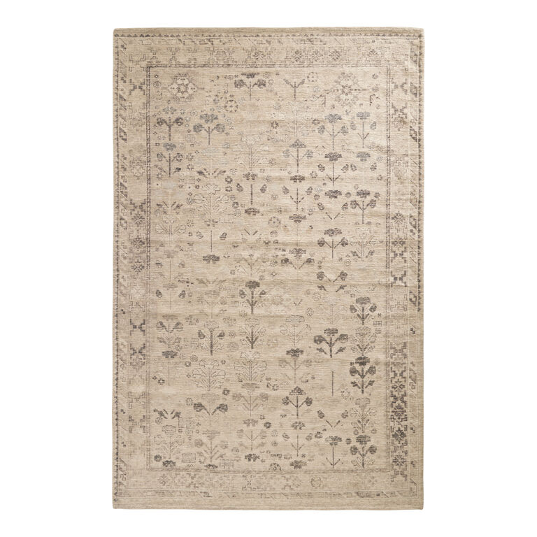 Arya Charcoal and Tan Floral Traditional Style Area Rug image number 1