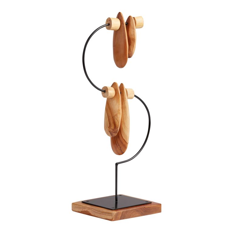 CRAFT Teak Wood and Iron S Curve Sculpture image number 1