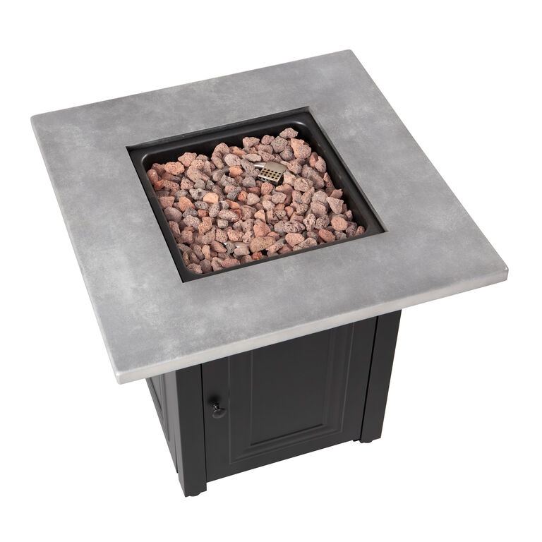 Calama Square Faux Concrete and Steel Gas Fire Pit Table image number 3