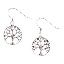 Silver Tree of Life Drop Earrings