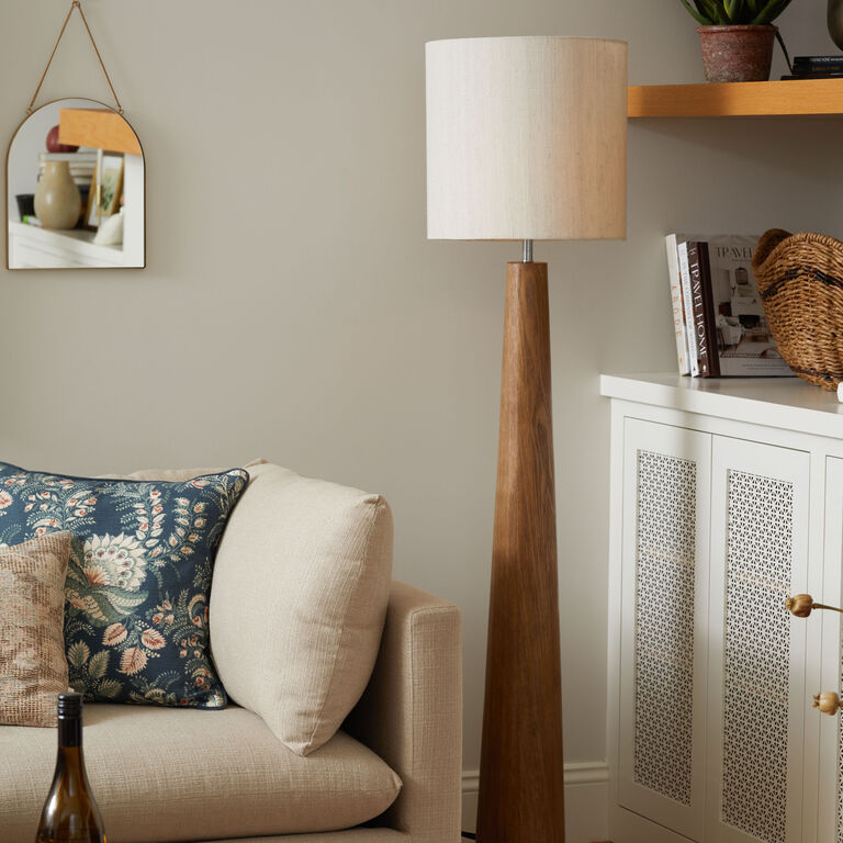 Yarra Faux Wood and Jute Tapered Floor Lamp image number 2