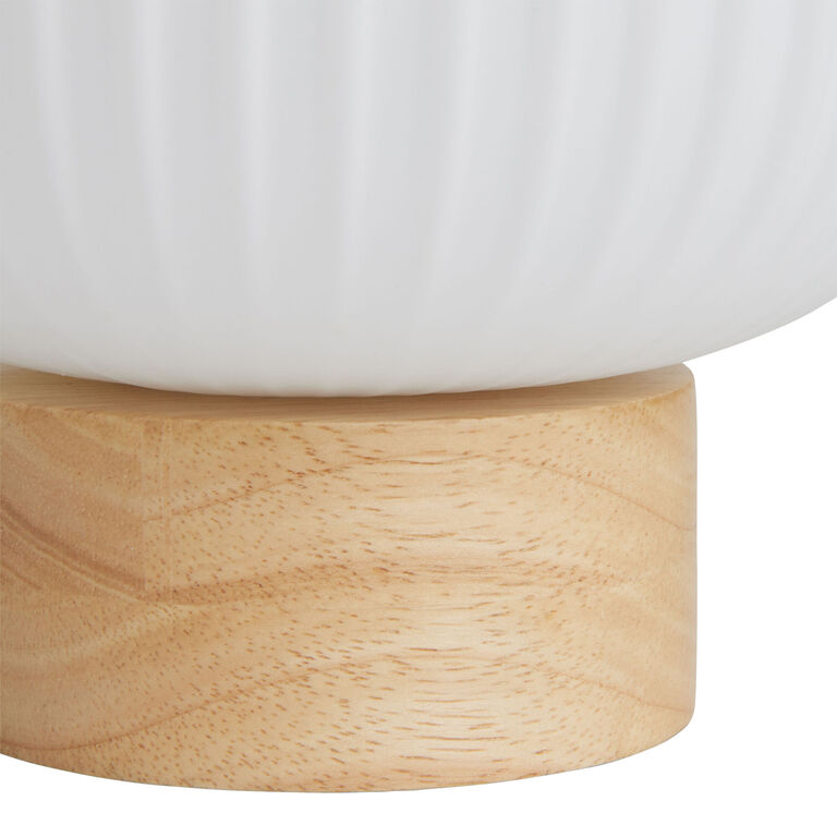 Lola White Glass and Natural Wood Ribbed Accent Lamp image number 3