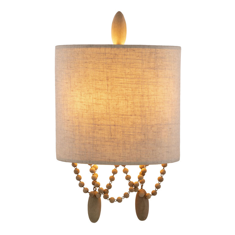 Reid Wood Bead And Linen Wall Sconce image number 3