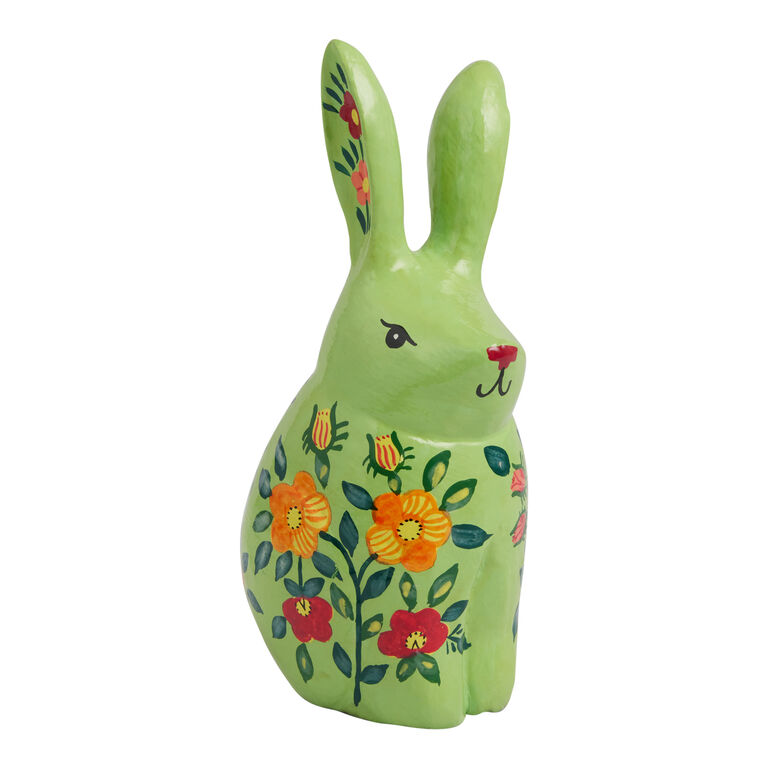 Handmade Paper Mache Floral Rabbit Decor image number 2
