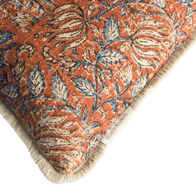 Multicolor Floral Jaipur Block Print Reversible Throw Pillow image number 4