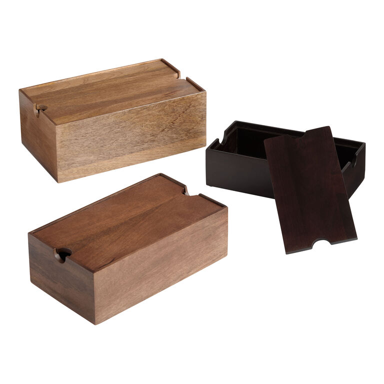 Vera Wood Office Storage Box With Lid image number 1