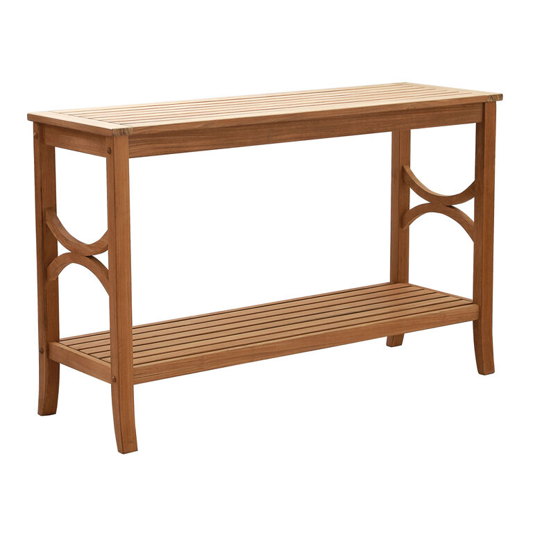 Mendocino Teak Wood Outdoor Console Table with Shelf image number 1