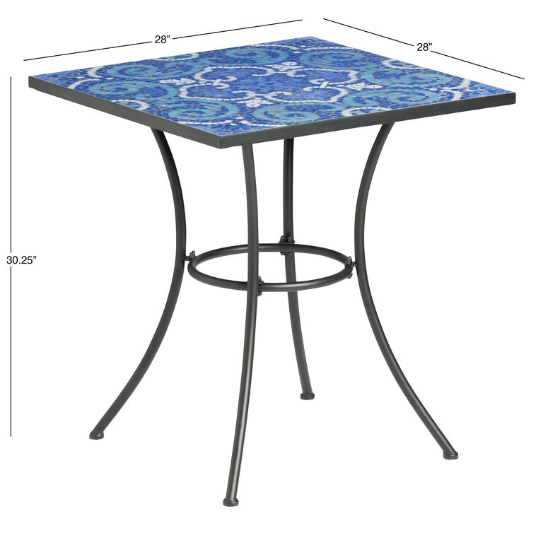 Cadiz Square Blue Mosaic Medallion Outdoor Bistro Table image number 6