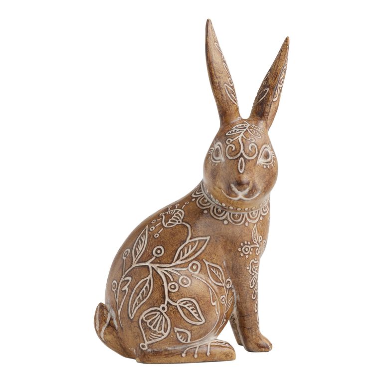 Etched Floral Standing Bunny Decor image number 1