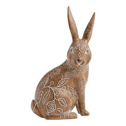 Etched Floral Standing Bunny Decor