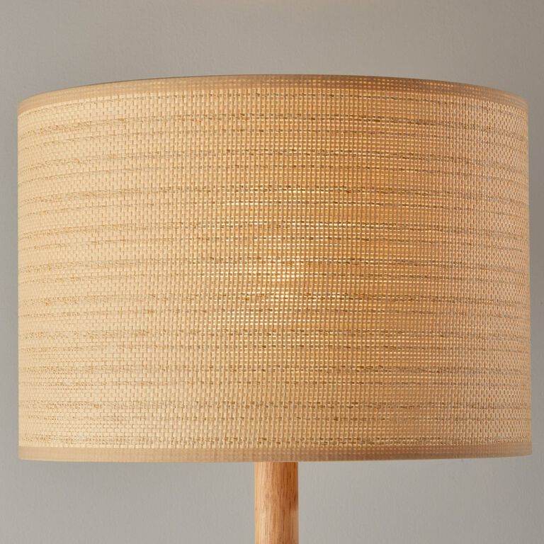 Latimer Wood and Natural Fiber Woven Floor Lamp image number 4