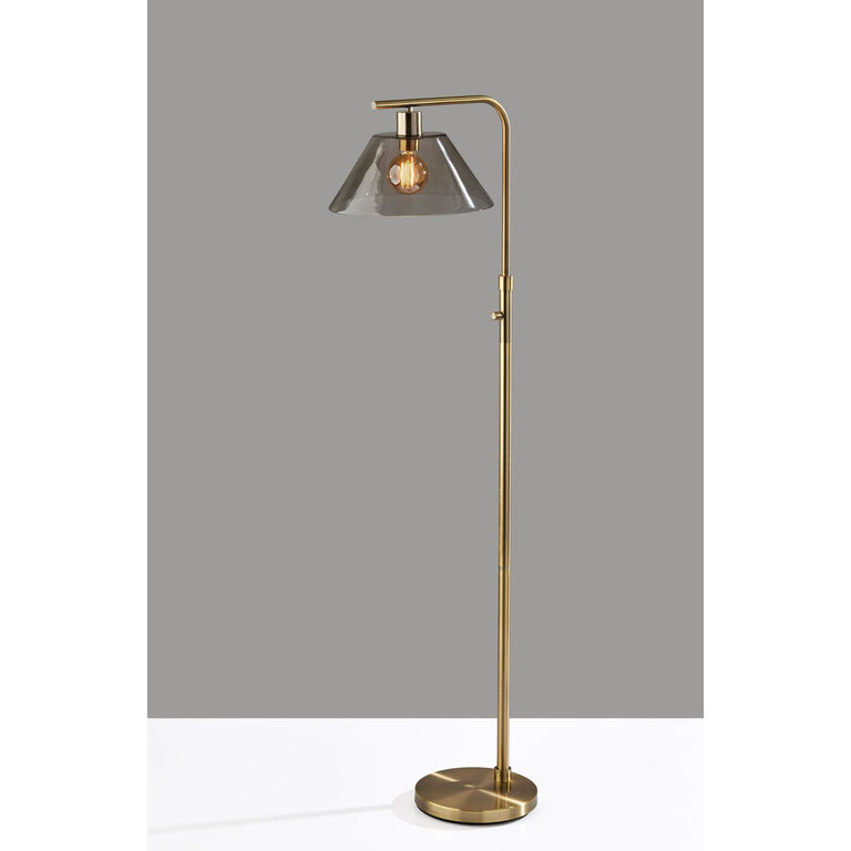 Lune Gray Smoked Glass Dome and Antique Brass Floor Lamp image number 2