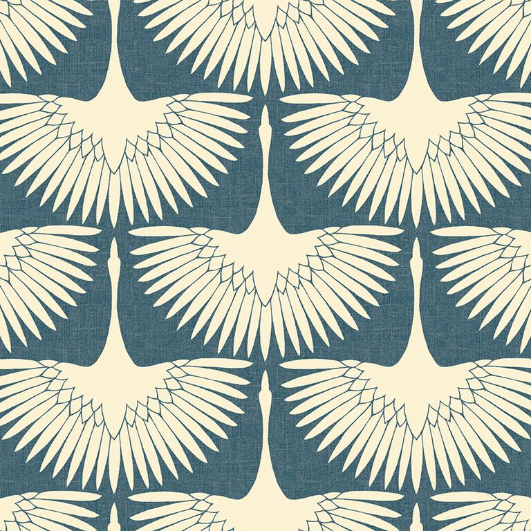 Blue Genevieve Gorder Cranes Peel And Stick Wallpaper image number 1