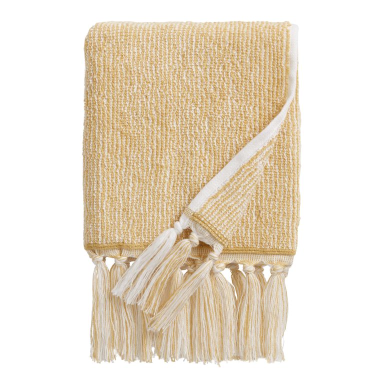 Azure Mustard And White Marled Hand Towel image number 1