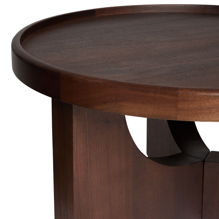 Enzo Round Espresso Wood Tripod Coffee Table image number 4