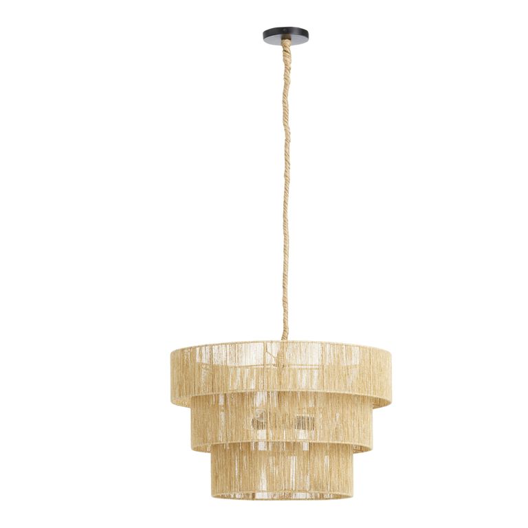 Ava Abaca Rope Tiered 3 Light Pendant Lamp image number 3