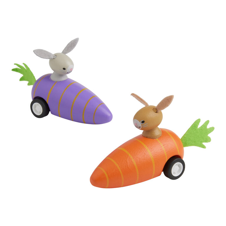Bunny and Carrot Pull Back Car Toy Set of 2 image number 1