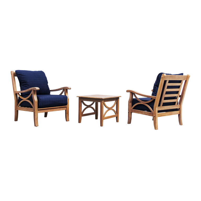 Mendocino Teak Wood 3 Piece Outdoor Furniture Set image number 1