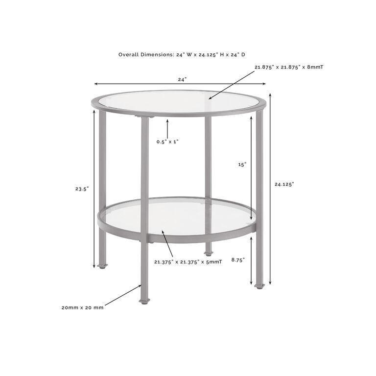 Milayan Round Metal and Glass End Table With Shelf image number 5