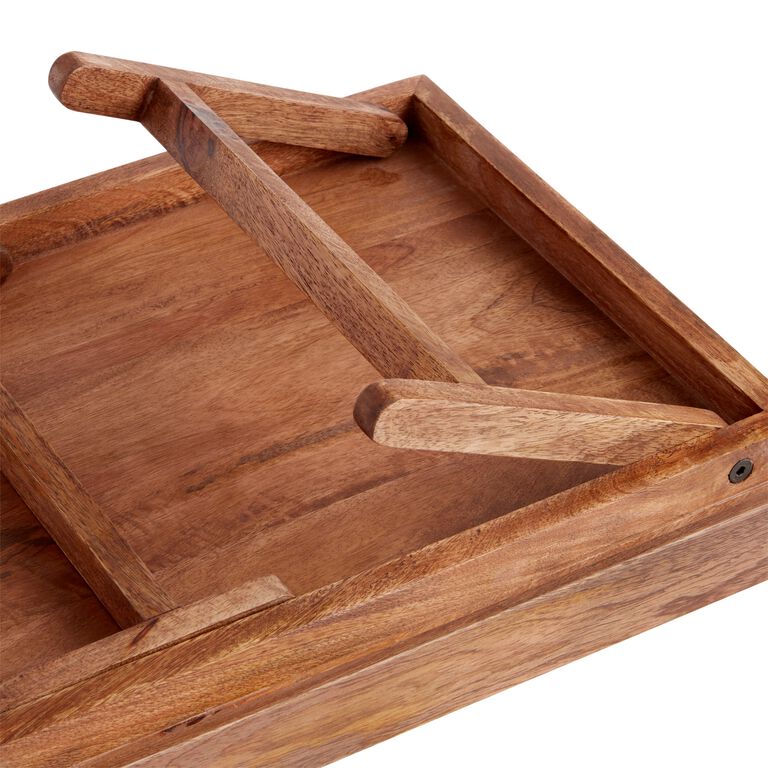 Natural Wood Bed Serving Tray with Folding Legs image number 3