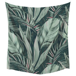Green and Pink Tropical Plant Tapestry Wall Hanging