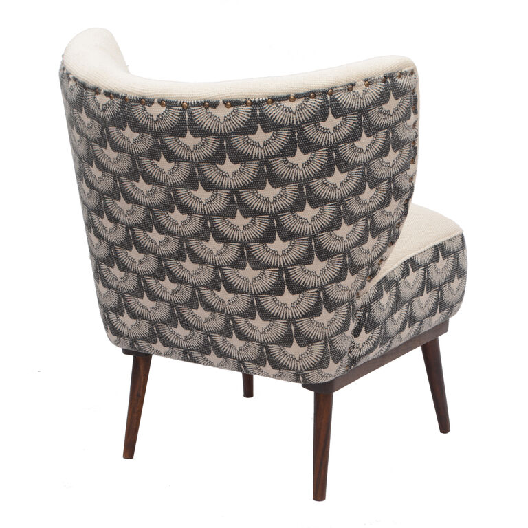 Evins Black And Cream Flying Crane Upholstered Chair image number 4