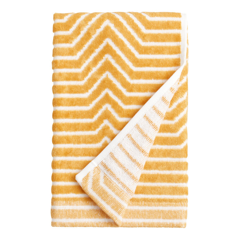 Allura Mustard And White Sculpted Geo Hand Towel image number 1