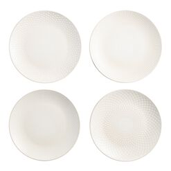 Avery White Textured Dinner Plate Set Of 4