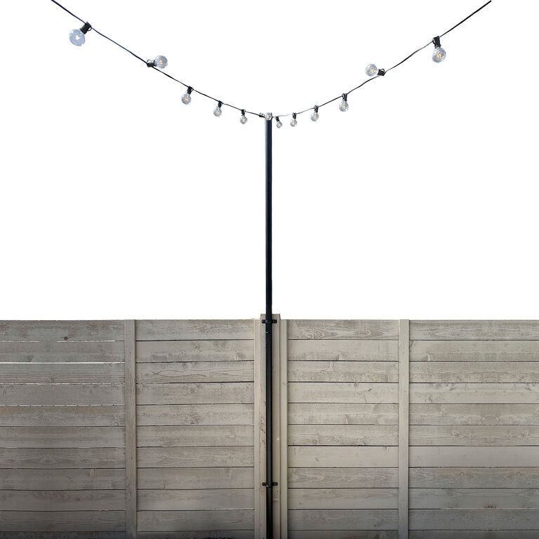 Black Steel String Light Pole Stand with Brackets image number 1