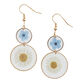 White And Gold Dried Flower Two Tier Drop Earrings image number 0