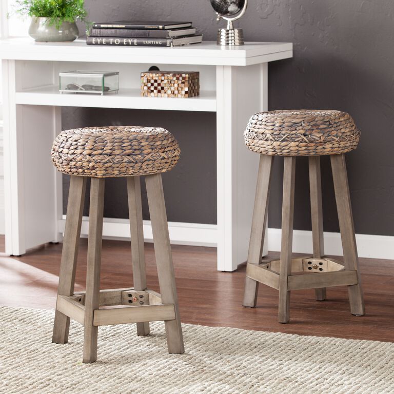 Atchinson Gray Water Hyacinth Counter Stool Set of 2 image number 2