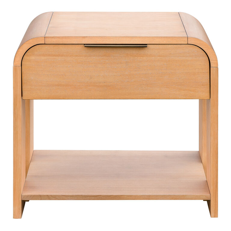 Hudson Caramel Wood Waterfall Nightstand with Drawer image number 3