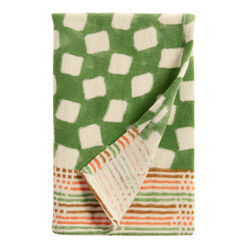 Rhea Green And White Check Block Print Hand Towel