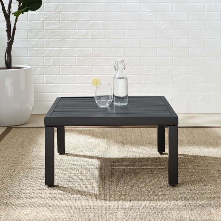 Piermont Square Matte Black Metal Outdoor End Table image number 5