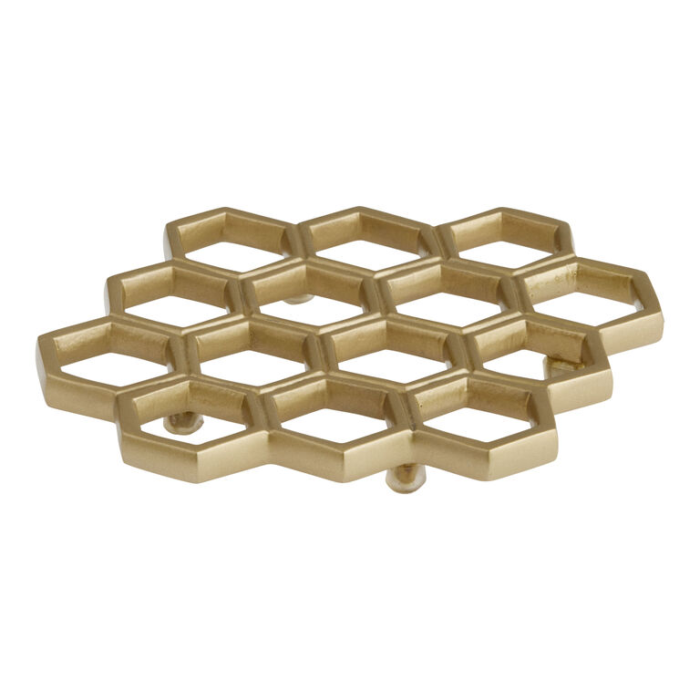 Gold Cast Aluminum Honeycomb Trivet image number 1
