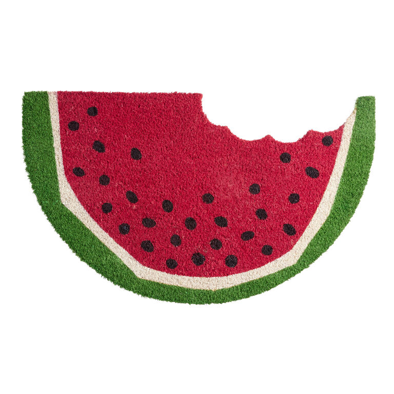 Red and Green Watermelon Slice Coir Doormat image number 1