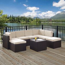 Pinamar Espresso and Sand All Weather 8 Pc Outdoor Sectional