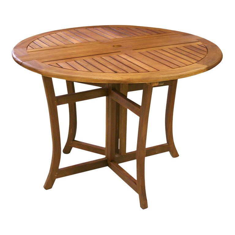 Danner Round Eucalyptus Wood Folding Outdoor Dining Table image number 1