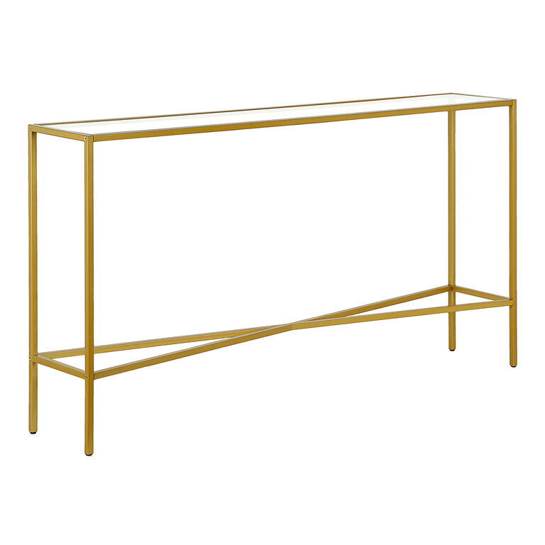 Mille Narrow Metal and Glass Top Console Table image number 1