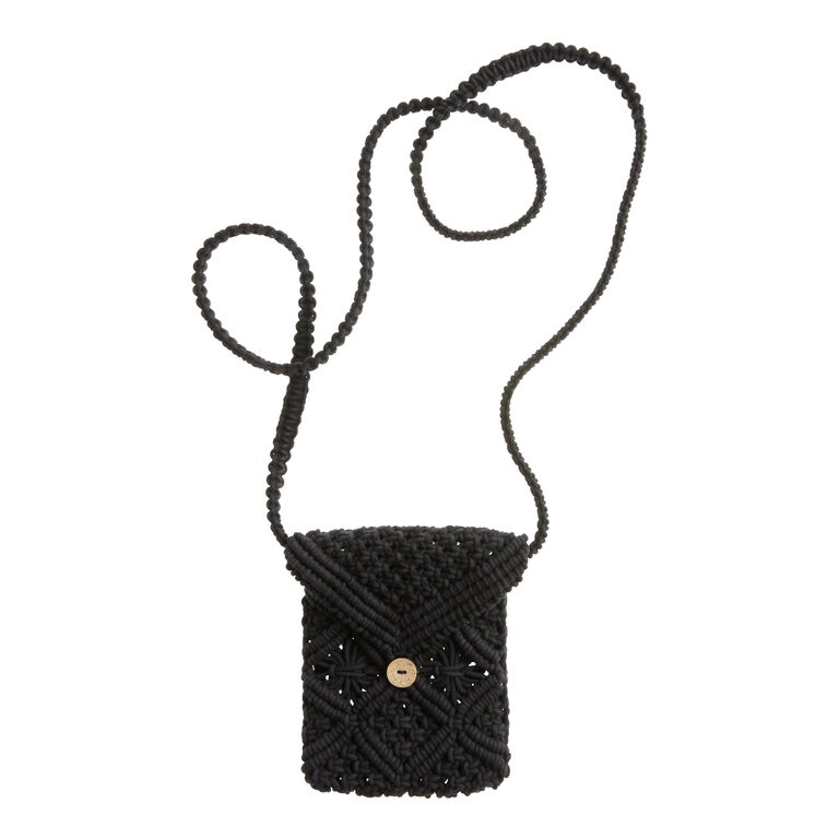 Mini Black Macrame Crossbody Bag image number 1