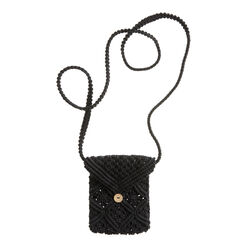 Mini Black Macrame Crossbody Bag