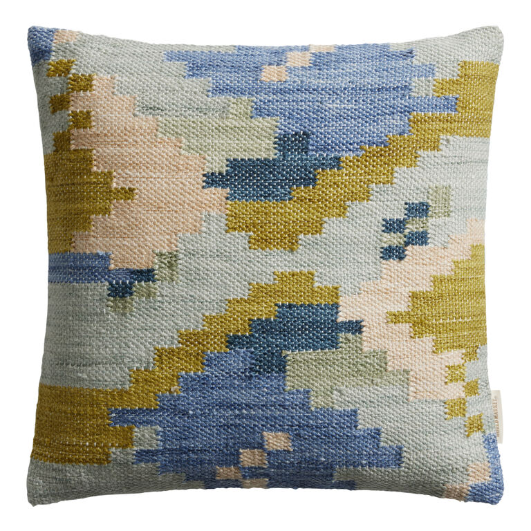 Blue Staggered Steps Indoor Outdoor Throw Pillow image number 1