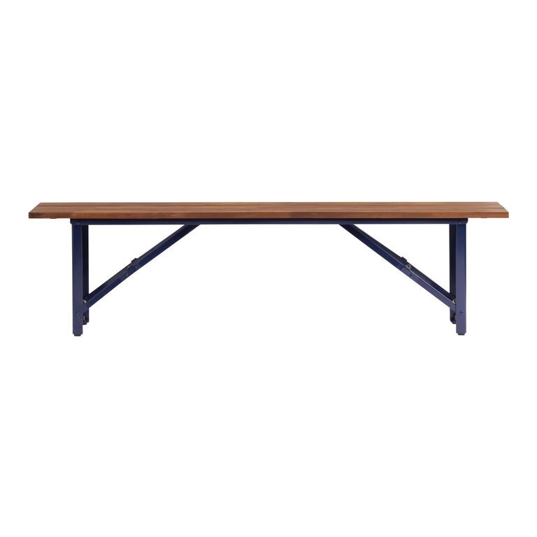 Beer Garden Wood and Metal Folding Outdoor Dining Bench image number 3