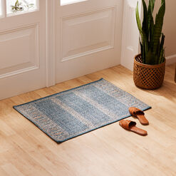Diana Blue and Beige Traditional Style Washable Area Rug