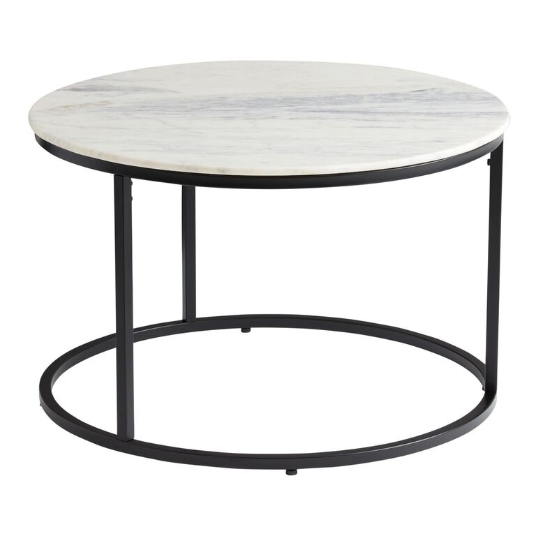White Marble and Metal Milan Table Collection image number 3